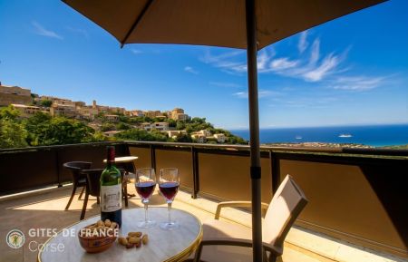 Kamer bij particulieren nr.64681 Monticello - Corse - Chambres d'h&ocirc;tes &agrave; Monticello, Balagne, Haute-Corse, labellis&eacute; Gites de France : vue depuis la terrasse de la chambre Orizonti