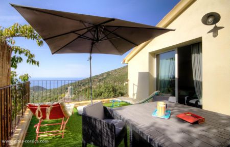 Gite n &deg;58462 Farinole - Corse - G&icirc;te &agrave; Farinole, Grand Bastia, Haute-Corse, labellis&eacute; G&icirc;tes de France : la terrasse